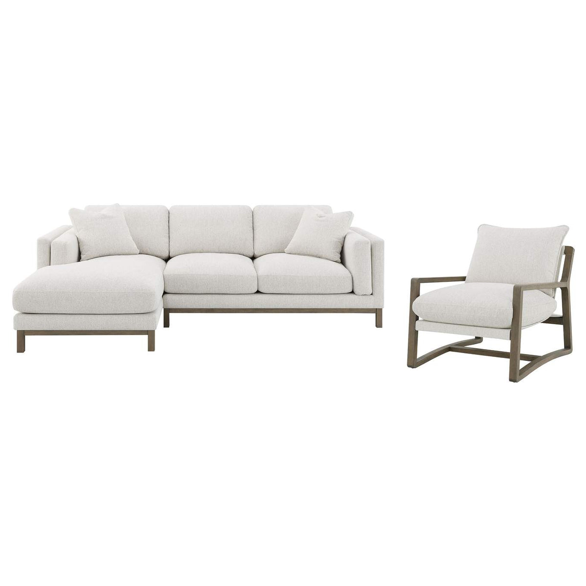 907509 Geneva Boucle Upholstered Wood Arm Accent Chair Sand