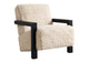907533 Fitzroy Faux Fur Upholstered Chair Solid Wood Arms Latte