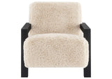 907533 Fitzroy Faux Fur Upholstered Chair Solid Wood Arms Latte