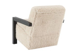 907533 Fitzroy Faux Fur Upholstered Chair Solid Wood Arms Latte