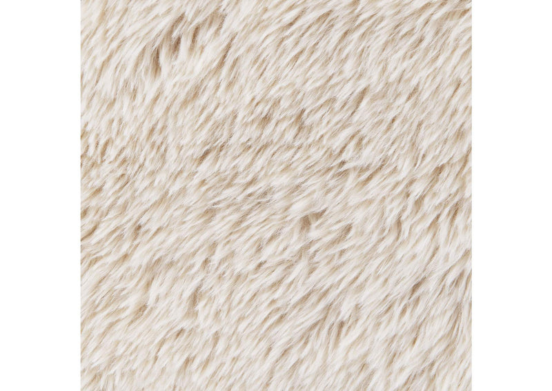 907533 Fitzroy Faux Fur Upholstered Chair Solid Wood Arms Latte