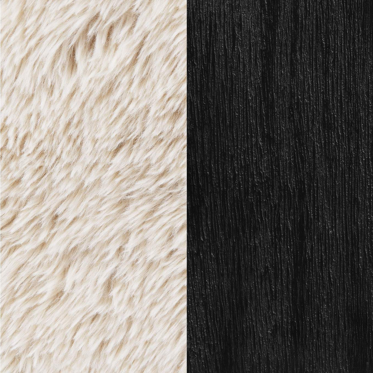 907533 Fitzroy Faux Fur Upholstered Chair Solid Wood Arms Latte