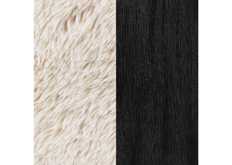907533 Fitzroy Faux Fur Upholstered Chair Solid Wood Arms Latte