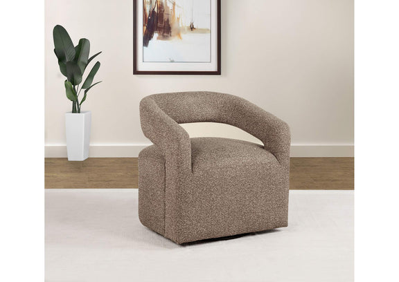 907538 Westhill Boucle Upholstered Swivel Accent Chair Rocky Road