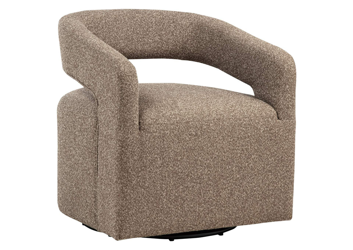 907538 Westhill Boucle Upholstered Swivel Accent Chair Rocky Road