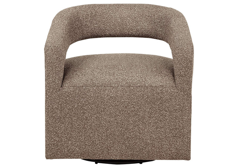 907538 Westhill Boucle Upholstered Swivel Accent Chair Rocky Road