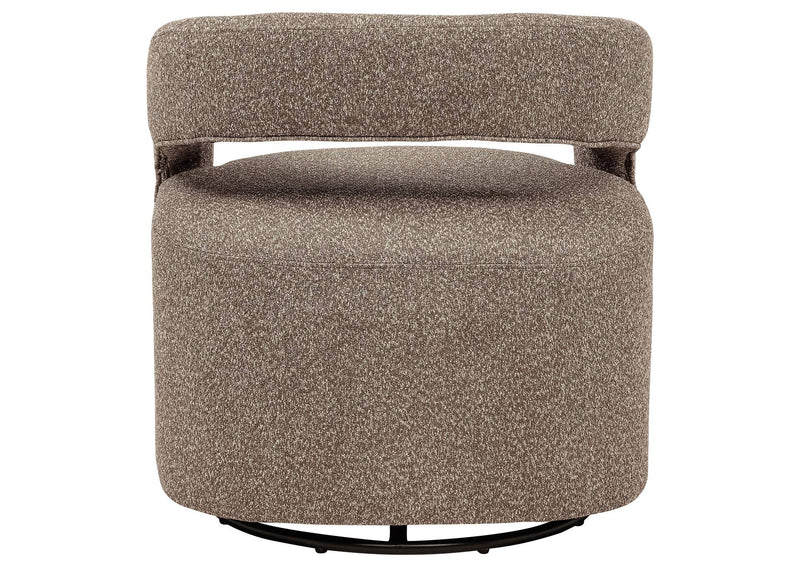 907538 Westhill Boucle Upholstered Swivel Accent Chair Rocky Road