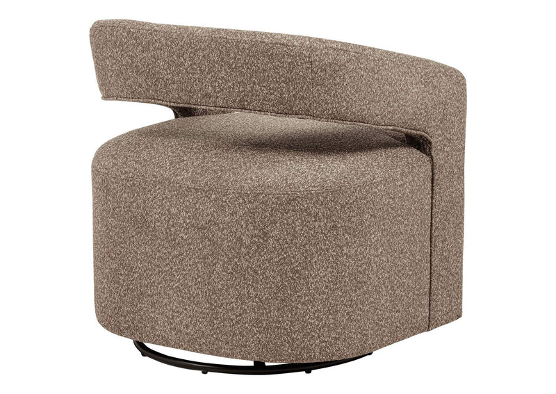907538 Westhill Boucle Upholstered Swivel Accent Chair Rocky Road