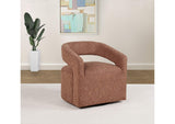 907539 Westhill Boucle Upholstered Swivel Accent Chair Berry