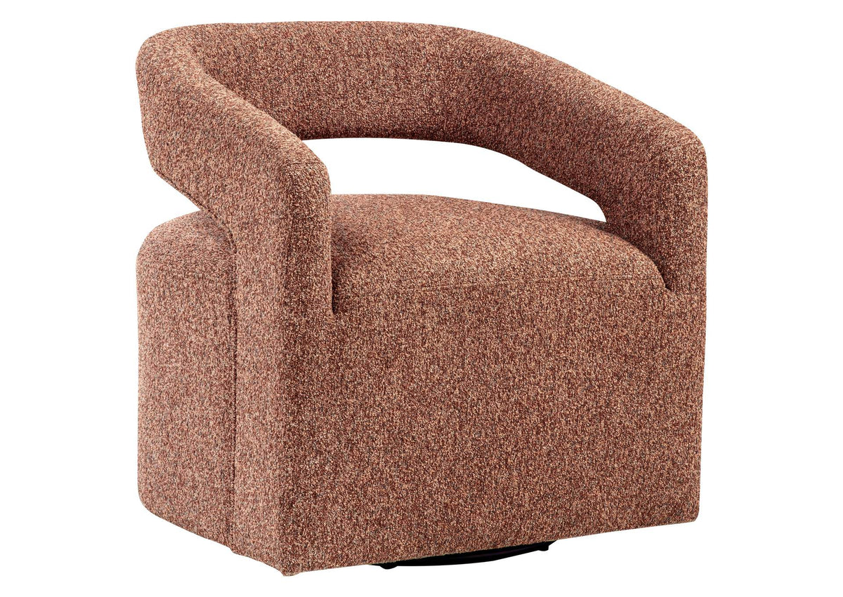 907539 Westhill Boucle Upholstered Swivel Accent Chair Berry