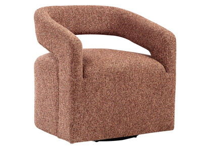 907539 Westhill Boucle Upholstered Swivel Accent Chair Berry