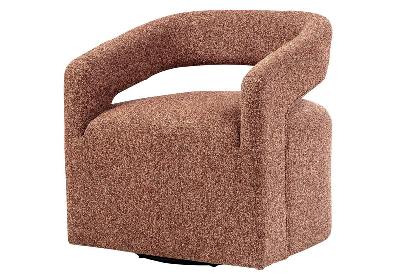 907539 Westhill Boucle Upholstered Swivel Accent Chair Berry