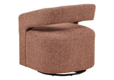 907539 Westhill Boucle Upholstered Swivel Accent Chair Berry