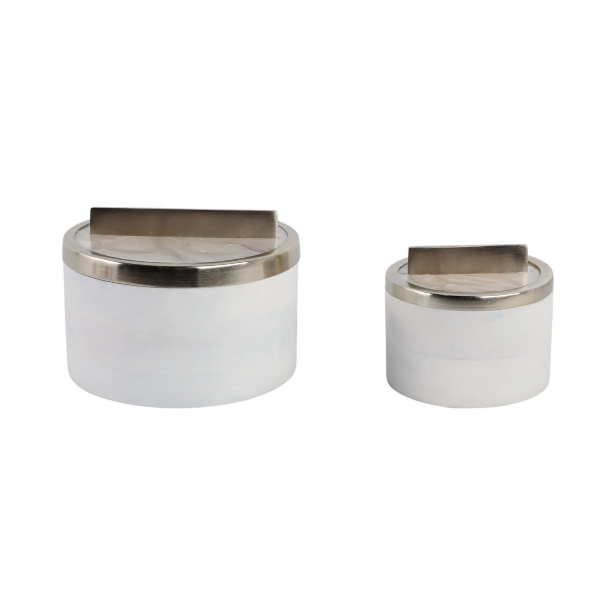 7" / 5" Colchester Wood And Mica Resin Boxes (Set of 2) - White