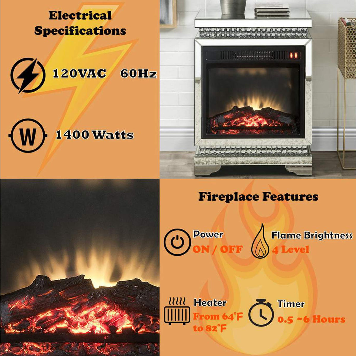 90870 Lotus Fireplace