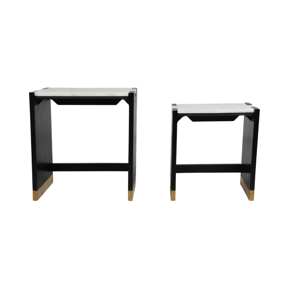 20" / 24" Walker Acacia Wood Accent Tables (Set of 2) - Black / White