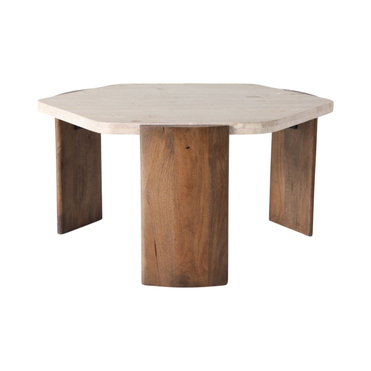 32" x 17" Hexagon Travertine Coffee Table - Brown