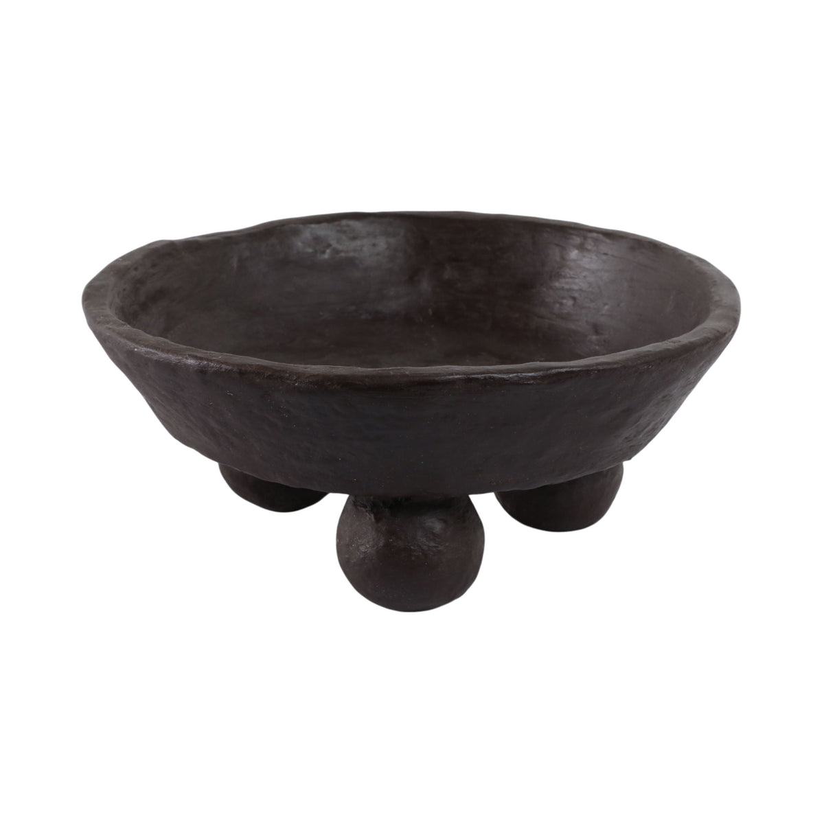 Paper Mache Knobby Footed Bowl - Brown