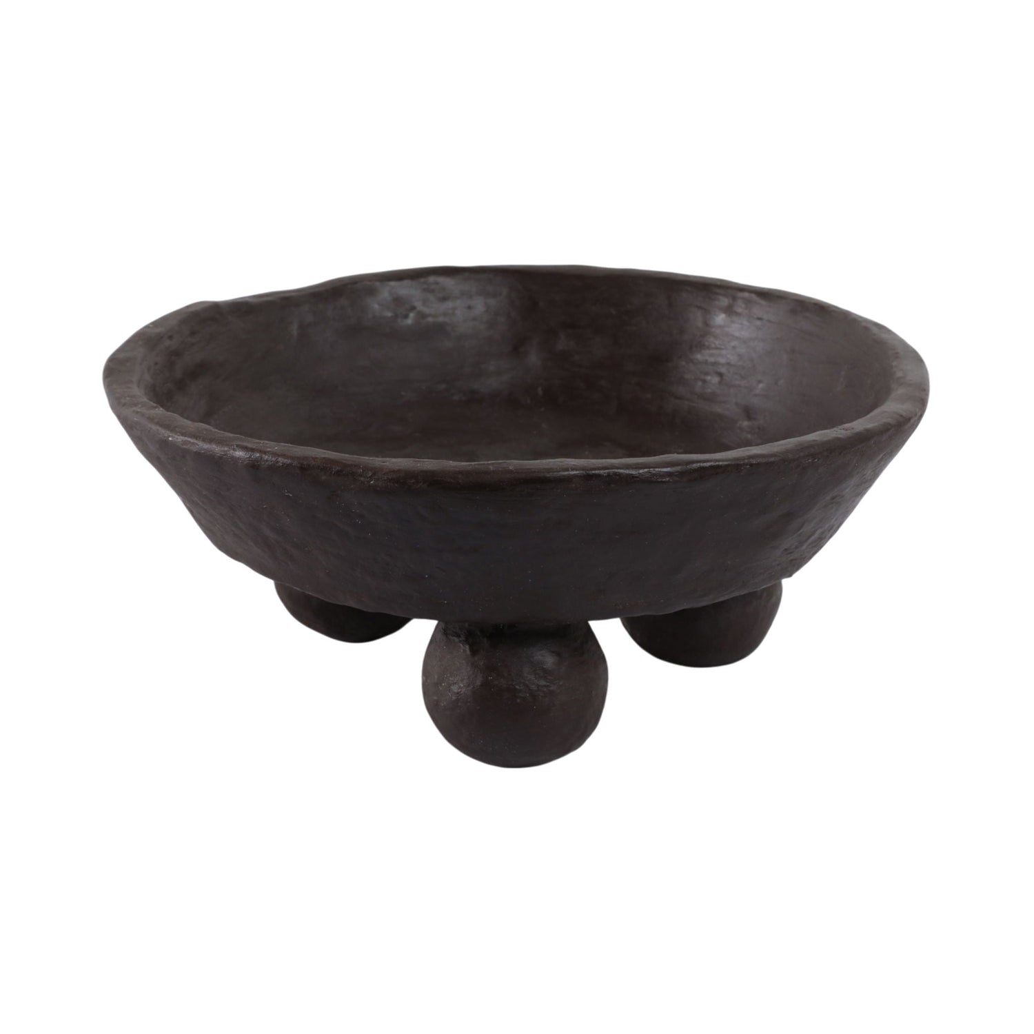 Paper Mache Knobby Footed Bowl - Brown