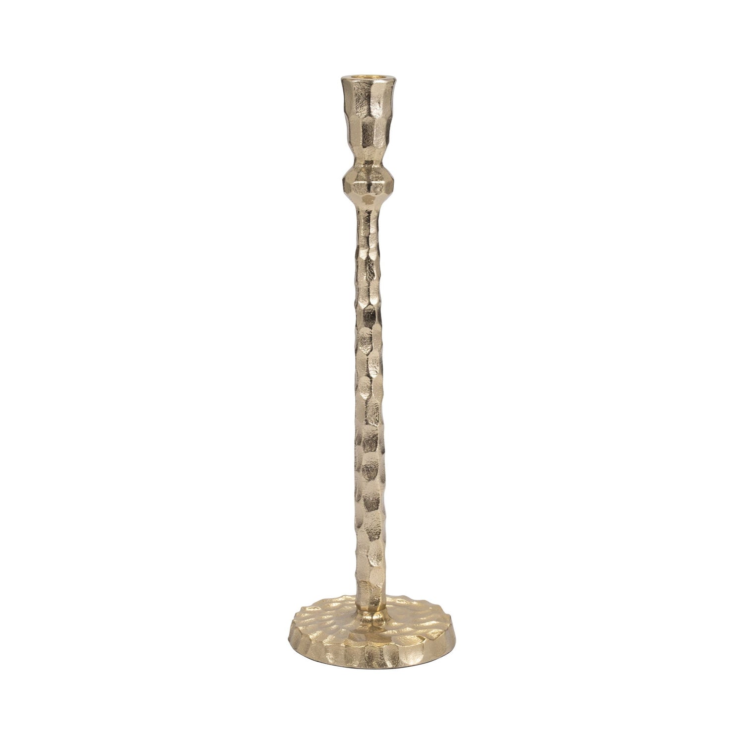 Metal 15" Hammered Taper Candleholder - Gold
