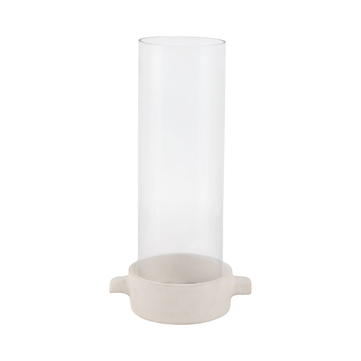 13" x 7" Terracotta Hurricane Taper Holder - White