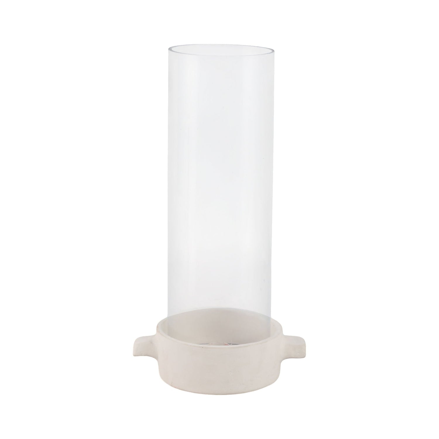 13" x 7" Terracotta Hurricane Taper Holder - White