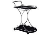 Elfman 2-tier Glass Shelf Metal Bar Cart Black and Chrome