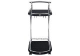 910001 Elfman 2-tier Glass Shelf Metal Bar Cart Black and Chrome