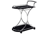 910001 Elfman 2-tier Glass Shelf Metal Bar Cart Black and Chrome