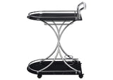 910001 Elfman 2-tier Glass Shelf Metal Bar Cart Black and Chrome