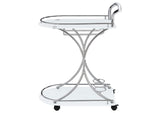 910002 Elfman 2-tier Glass Shelf Metal Bar Cart White and Chrome