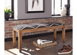 910177 Lamont Fabric Upholstered Accent Bench Black and Natural