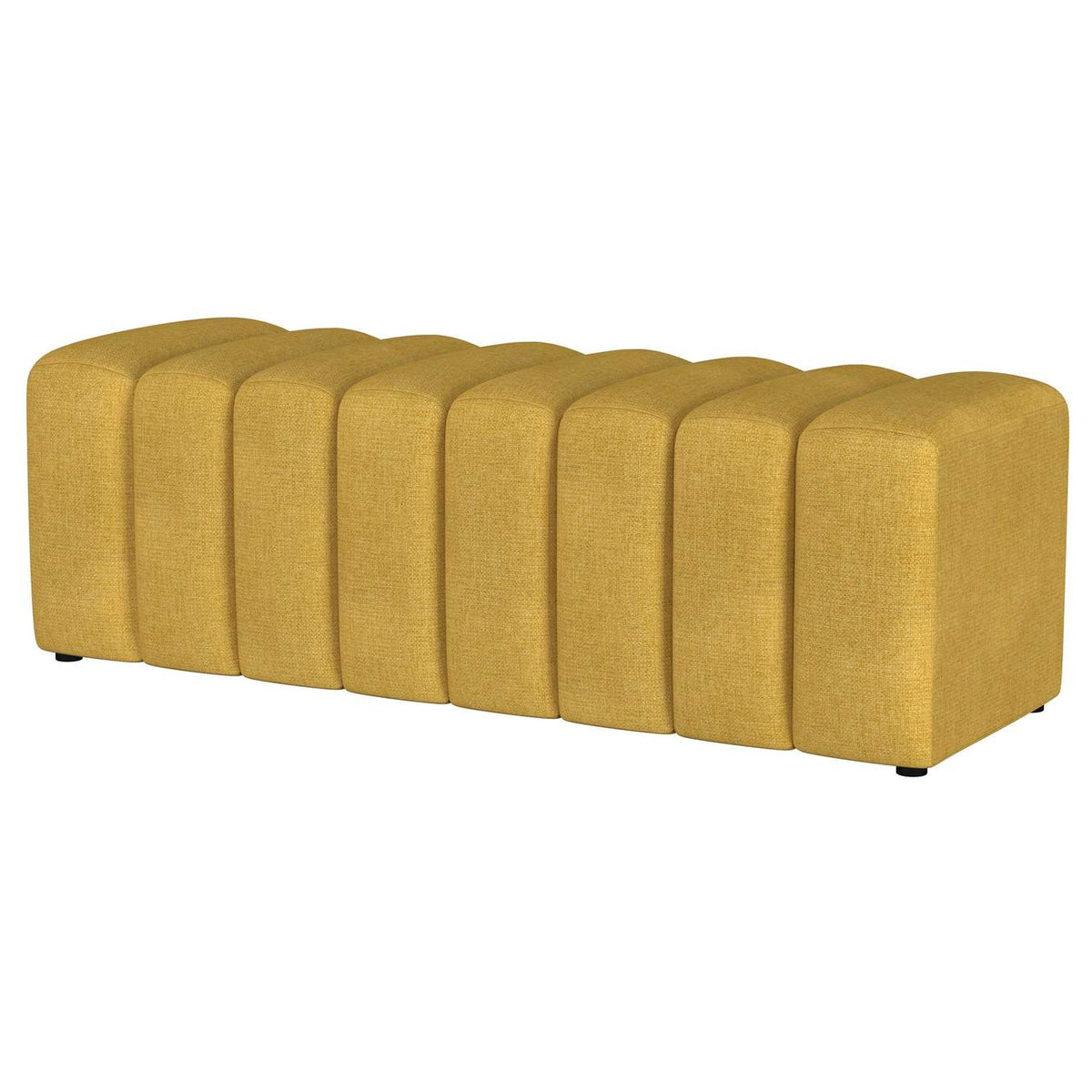 910292 Summer Fabric Upholstered Tufted Accent Bench Mustard Yellow