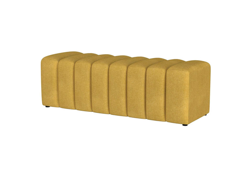 910292 Summer Fabric Upholstered Tufted Accent Bench Mustard Yellow