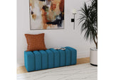 910293 Summer Fabric Upholstered Tufted Accent Bench Peacock Blue