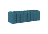 910293 Summer Fabric Upholstered Tufted Accent Bench Peacock Blue