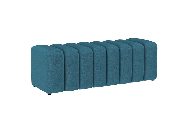 910293 Summer Fabric Upholstered Tufted Accent Bench Peacock Blue