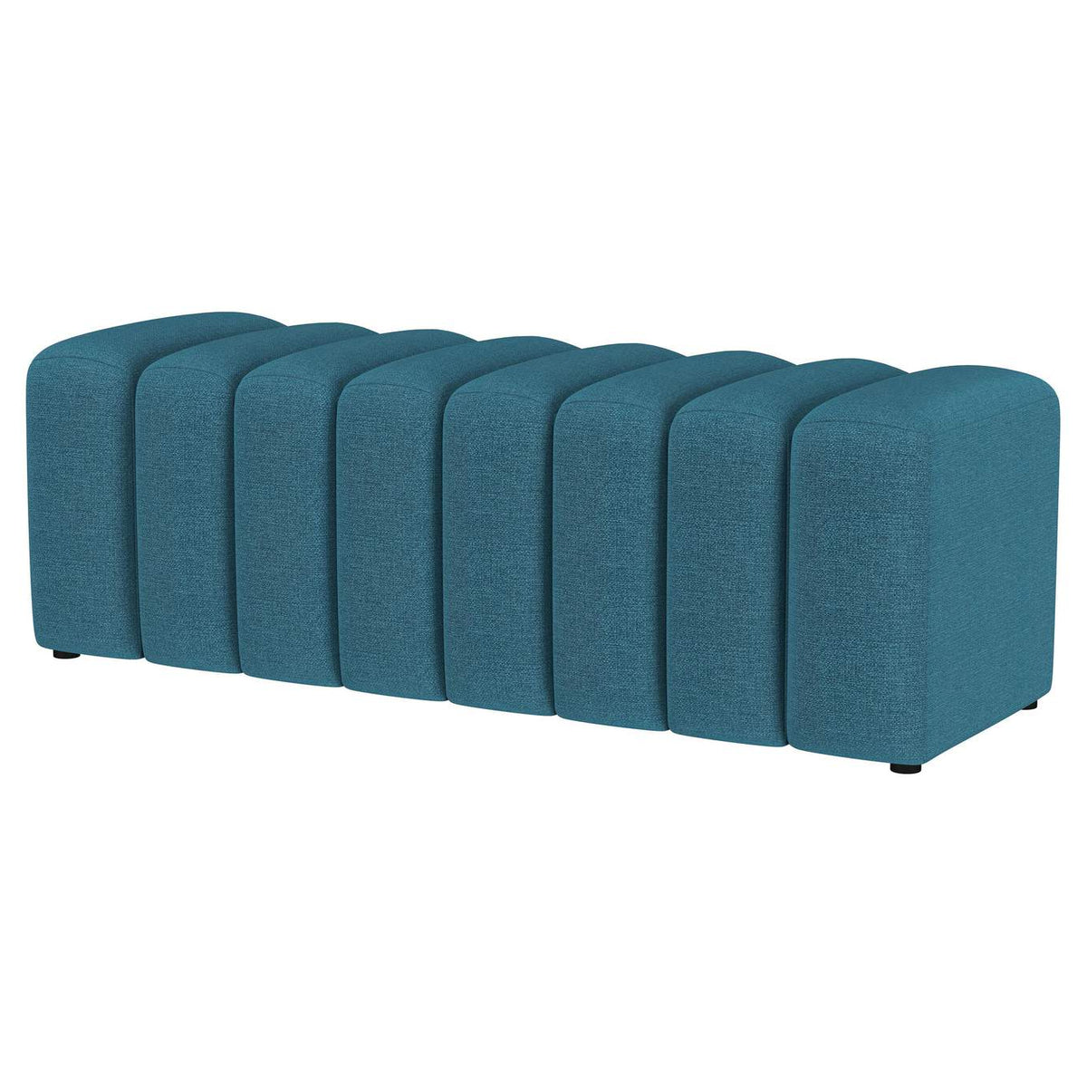 910293 Summer Fabric Upholstered Tufted Accent Bench Peacock Blue