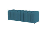 910293 Summer Fabric Upholstered Tufted Accent Bench Peacock Blue