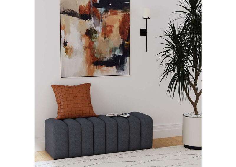 910294 Summer Fabric Upholstered Tufted Accent Bench Charcoal