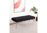 910333 Ella Upholstered Tufted Bench Stainless Steel Legs Black
