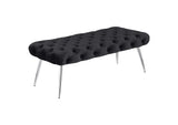 910333 Ella Upholstered Tufted Bench Stainless Steel Legs Black