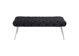 910333 Ella Upholstered Tufted Bench Stainless Steel Legs Black