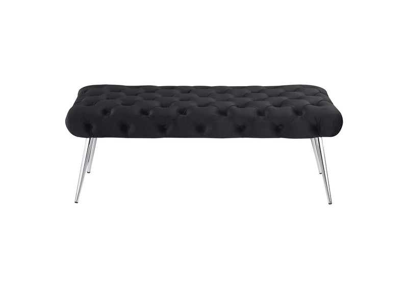 910333 Ella Upholstered Tufted Bench Stainless Steel Legs Black