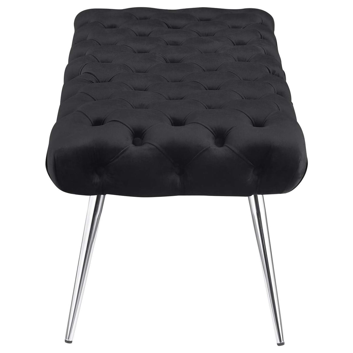 910333 Ella Upholstered Tufted Bench Stainless Steel Legs Black
