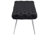 910333 Ella Upholstered Tufted Bench Stainless Steel Legs Black