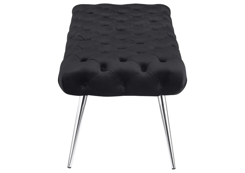 910333 Ella Upholstered Tufted Bench Stainless Steel Legs Black