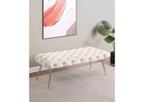 910334 Ella Upholstered Tufted Bench Stainless Steel Legs Ivory