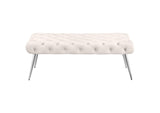 910334 Ella Upholstered Tufted Bench Stainless Steel Legs Ivory