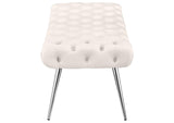 910334 Ella Upholstered Tufted Bench Stainless Steel Legs Ivory